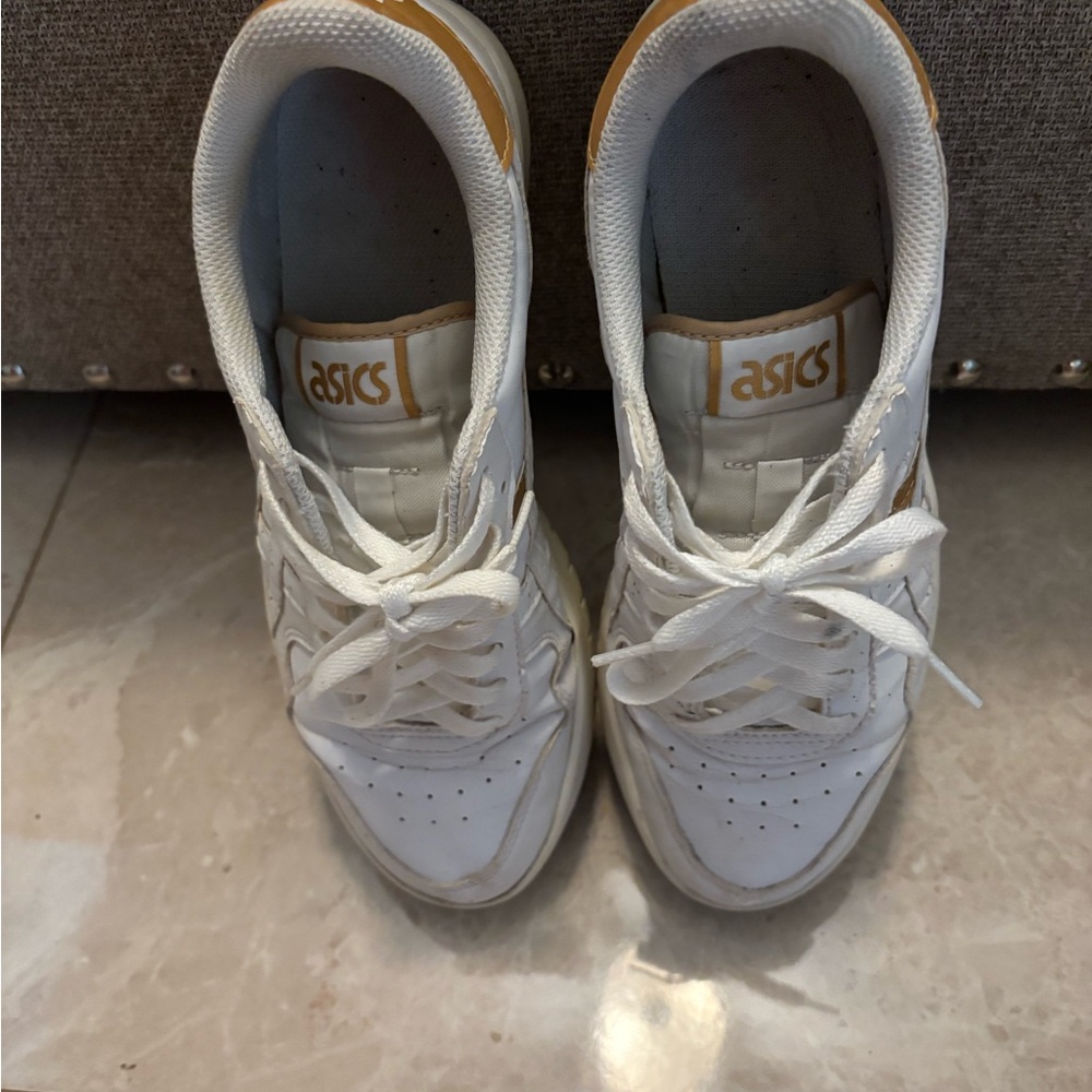 Asics White and Gold Sneakers